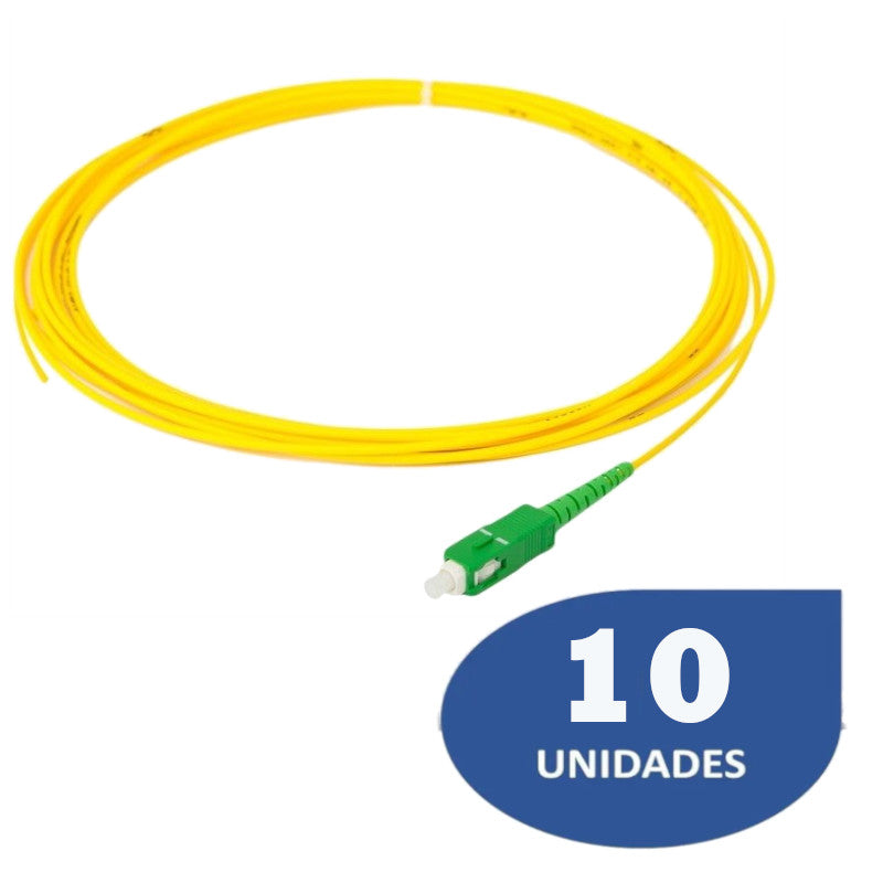 Pack de 10 Conectores Pigtail SC-APC de Fibra Óptica de 1.5M 0.9mm