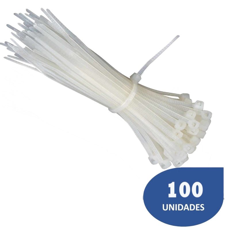 Kit de 100 Bridas Wireplus 3.6mm x 20cm Nylon Blanco