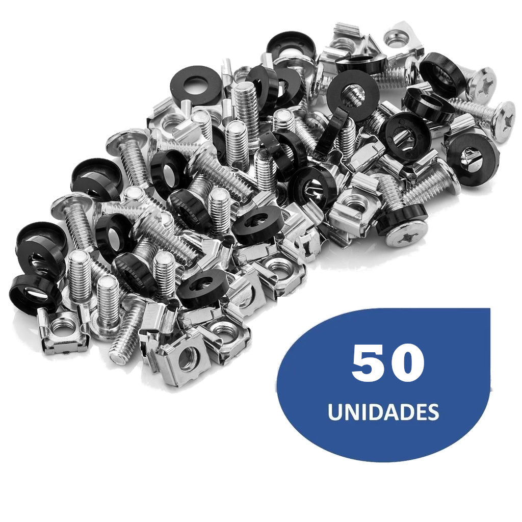 Kit de Tornillos para Rack 50 Unidades con Tuercas y Grapas Incluidas