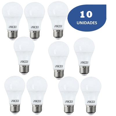 Foco LED A19 7W 3000K Aksi - Kit de 10 Unidades