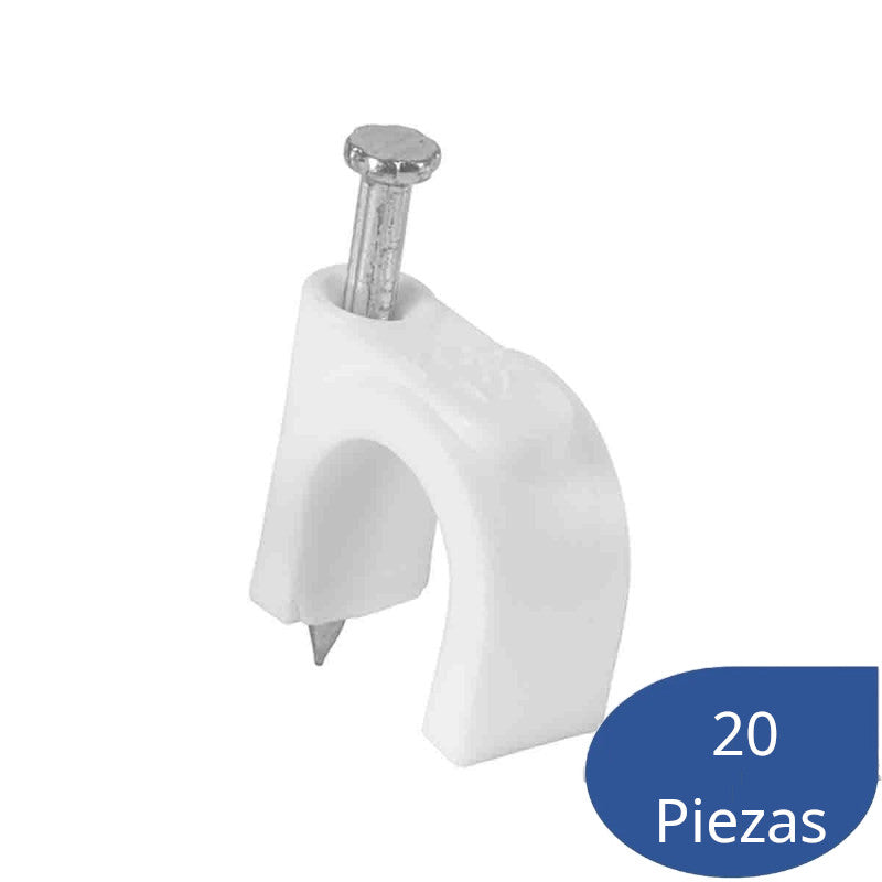 Grapa Curva Para Cable Coaxial De 16MM Color Blanco 20 Piezas