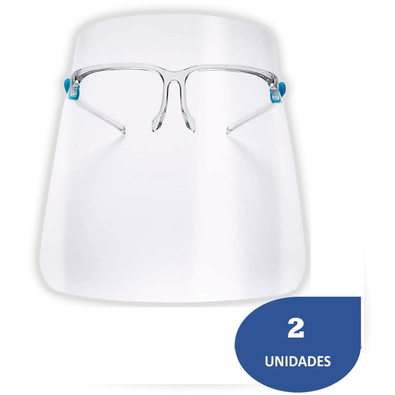 Careta Facial Protectora Transparente con Lentes - Pack de 2 Unidades