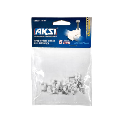 Grapa Curva AKSI Para Cable Coaxial 5MM Color Blanco 20 Piezas