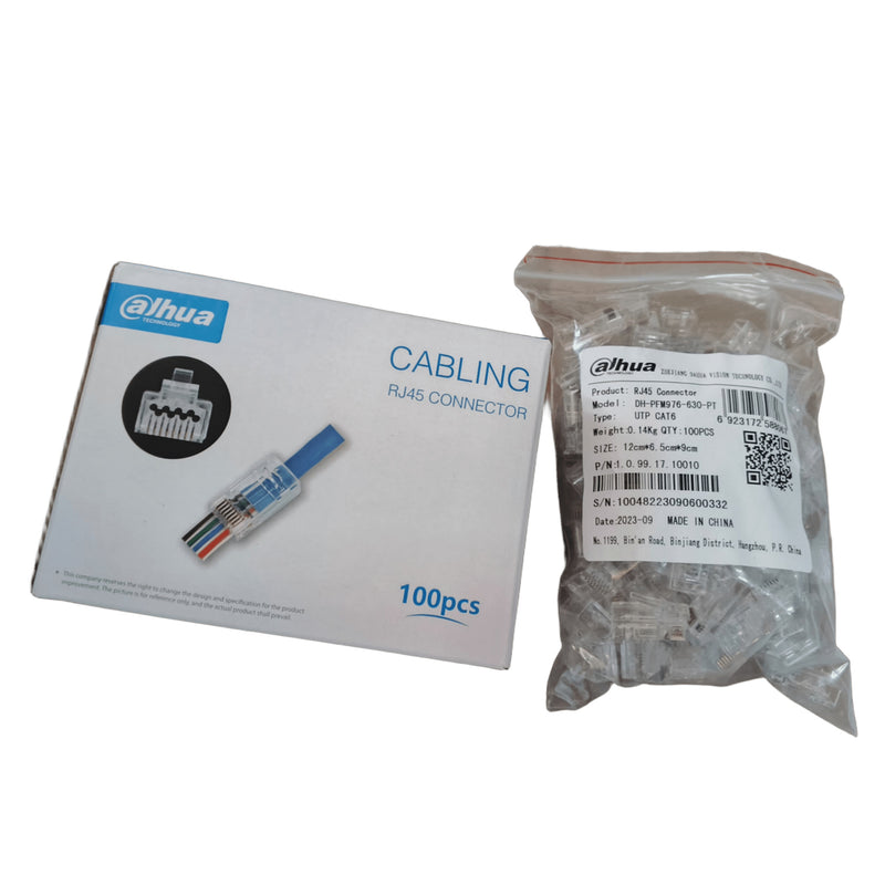 Conector DAHUA RJ45 CAT6 Passthrought 100 Unidades
