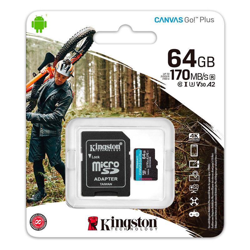 Memoria Micro SD Kingston 64GB Canvas Clase 10