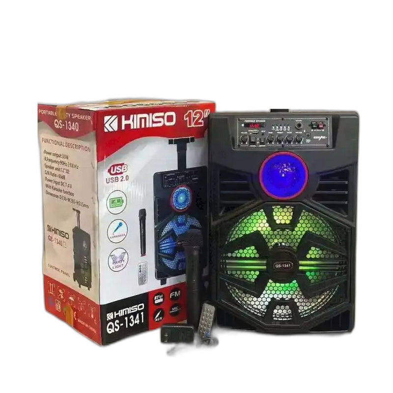 Corneta KIMISO QS-1341 de 12 Pulgadas con Micrófono Inalámbrico y Conectividad USB