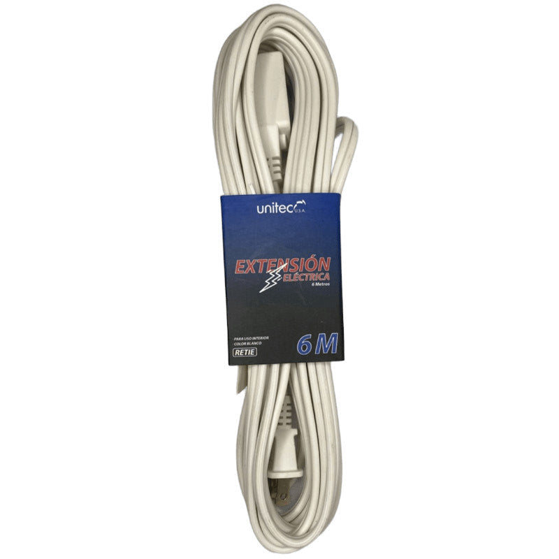 Extensión Electrica UNITEC 6 Metros 14 AWG Color Blanco