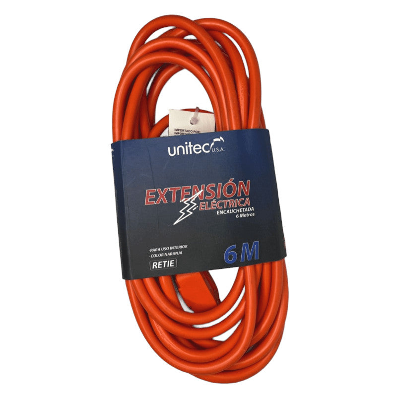 Extensión UNITEC 14 AWG 6 Metros Color Naranja
