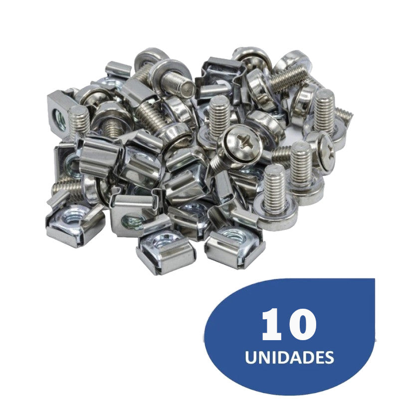 Kit de 10 Tornillos para Rack con Tuercas y Grapas de Alta Calidad