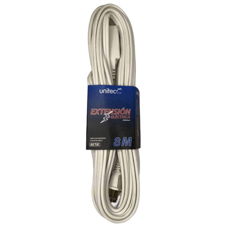 Extensión Electrica UNITEC 8 Metros 14 AWG Color Blanco
