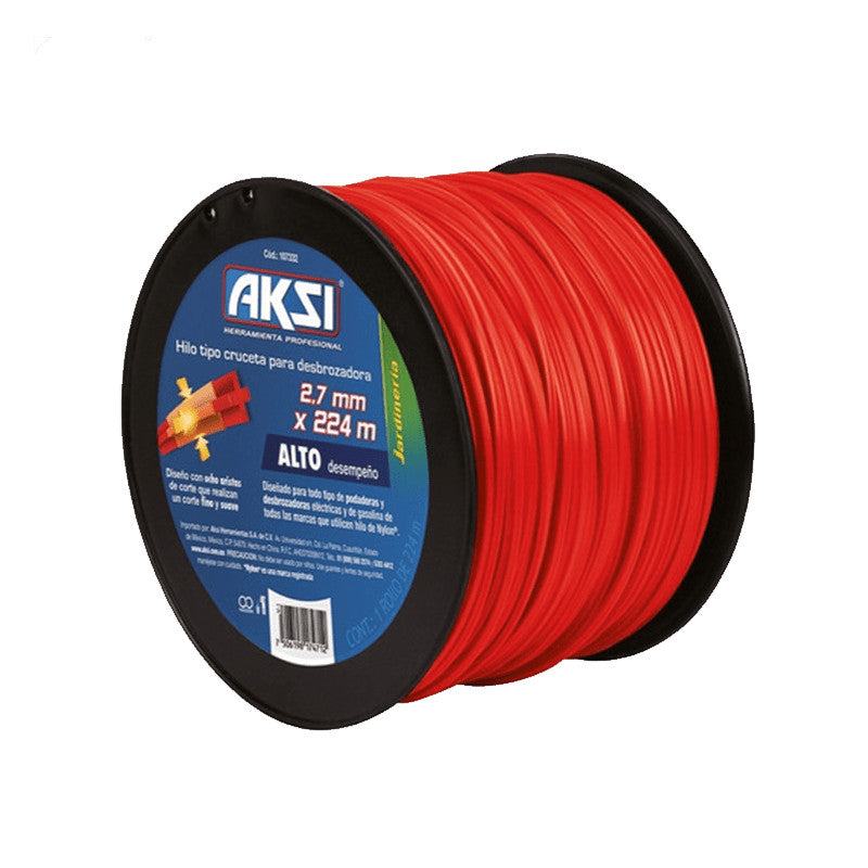Hilo Desbrozadora T/Cruceta 2.7 mm x 224 m de Alta Durabilidad AKSI-107332