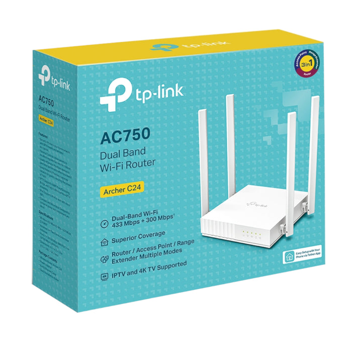 Router TP-Link Archer C24 AC750 Doble Banda de Alto Rendimiento