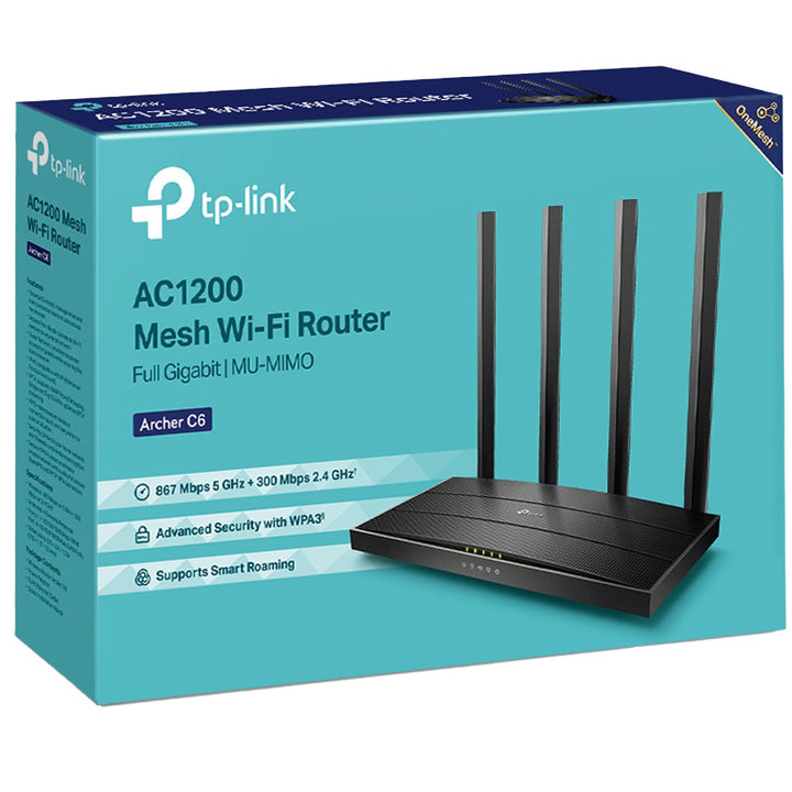 Router TP-Link Archer C6 Wifi Gigabit AC1200 de Doble Banda con Alto Rendimiento