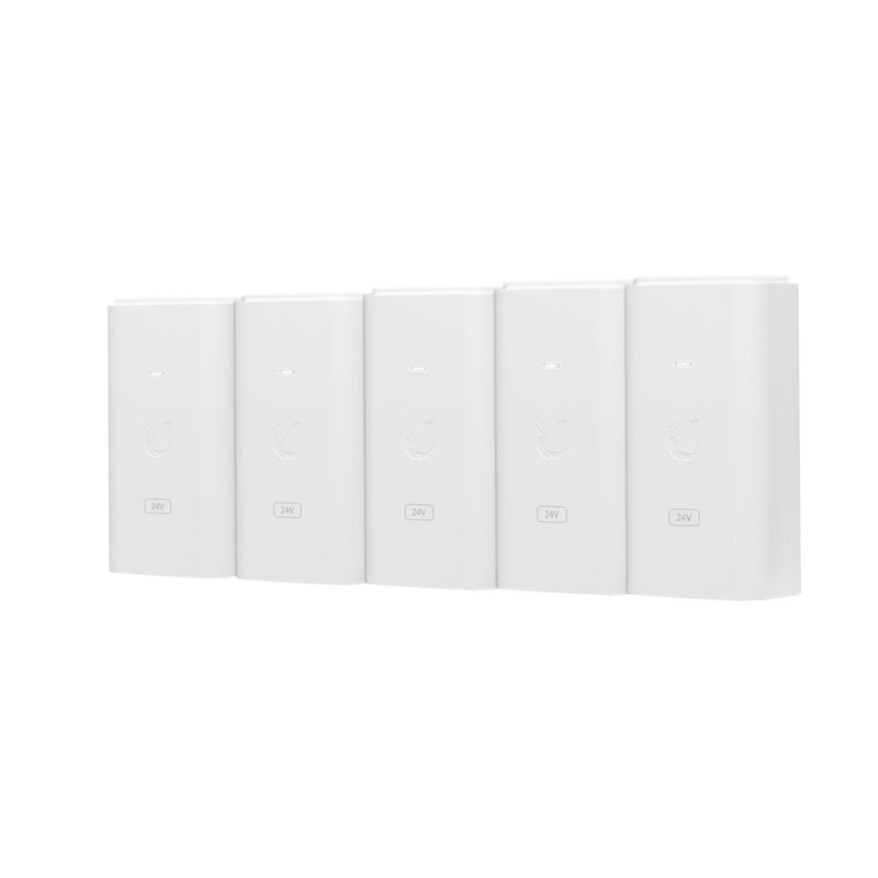 Adaptador PoE Ubiquiti 24V DC Gigabit - Paquete de 5 Unidades