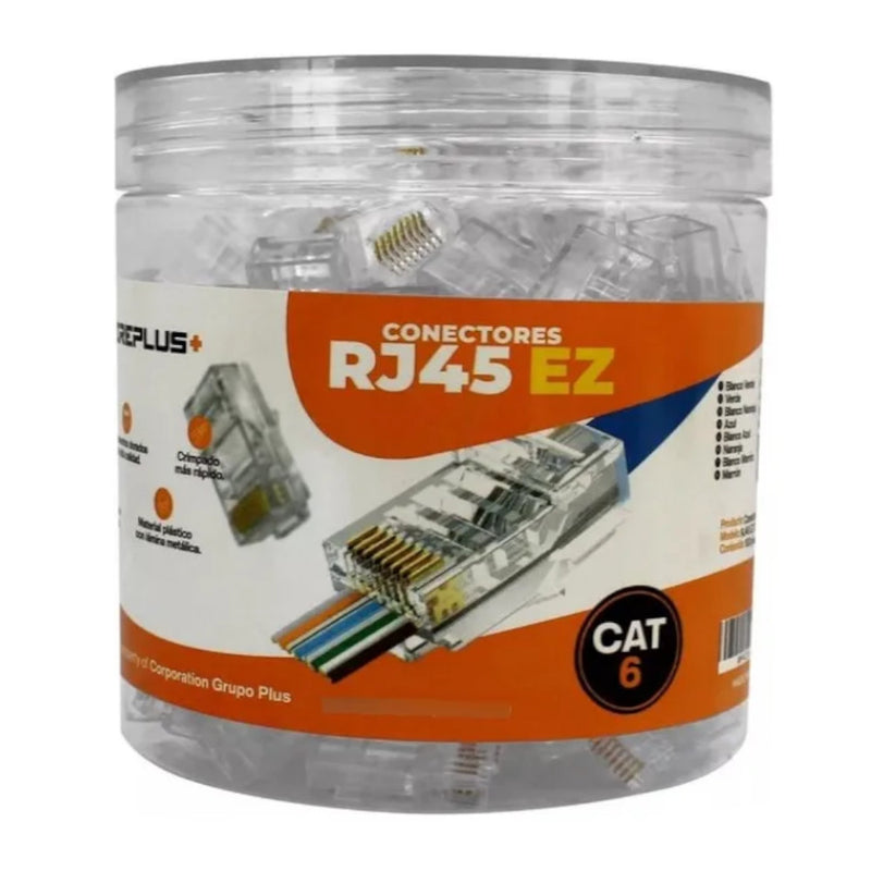 Conector RJ45 Categoria 6 Pasante (100 unidades)