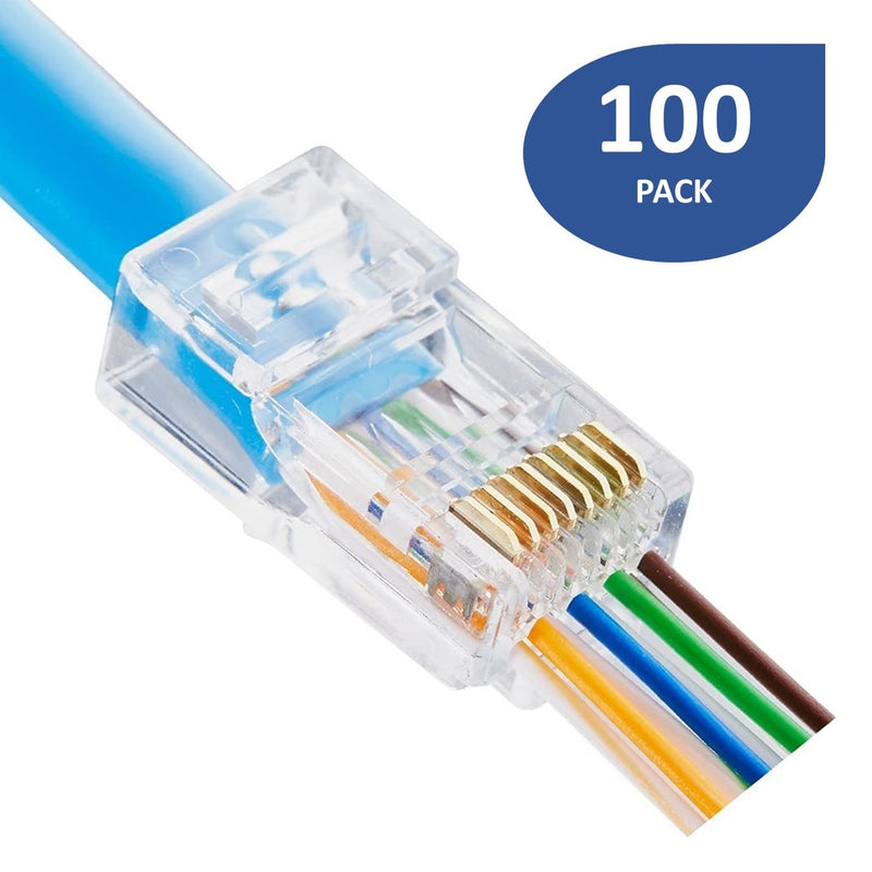 Paquete Conector RJ45 CAT6 Passthrought Pasante 100 Unidades