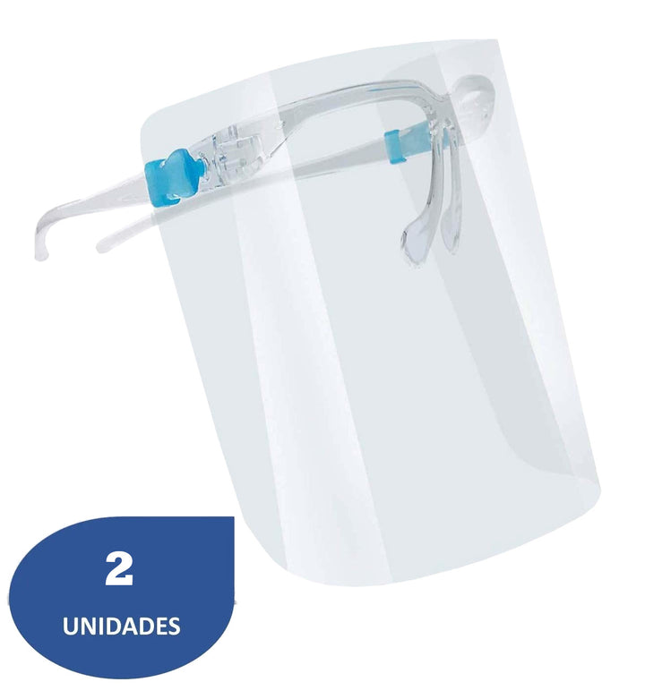 Careta Facial Protectora Transparente con Lentes - Pack de 2 Unidades