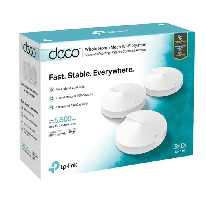 Router TP-Link Deco M5 WiFi Mesh Doble Banda AC1300 (Paquete de 3 Unidades)