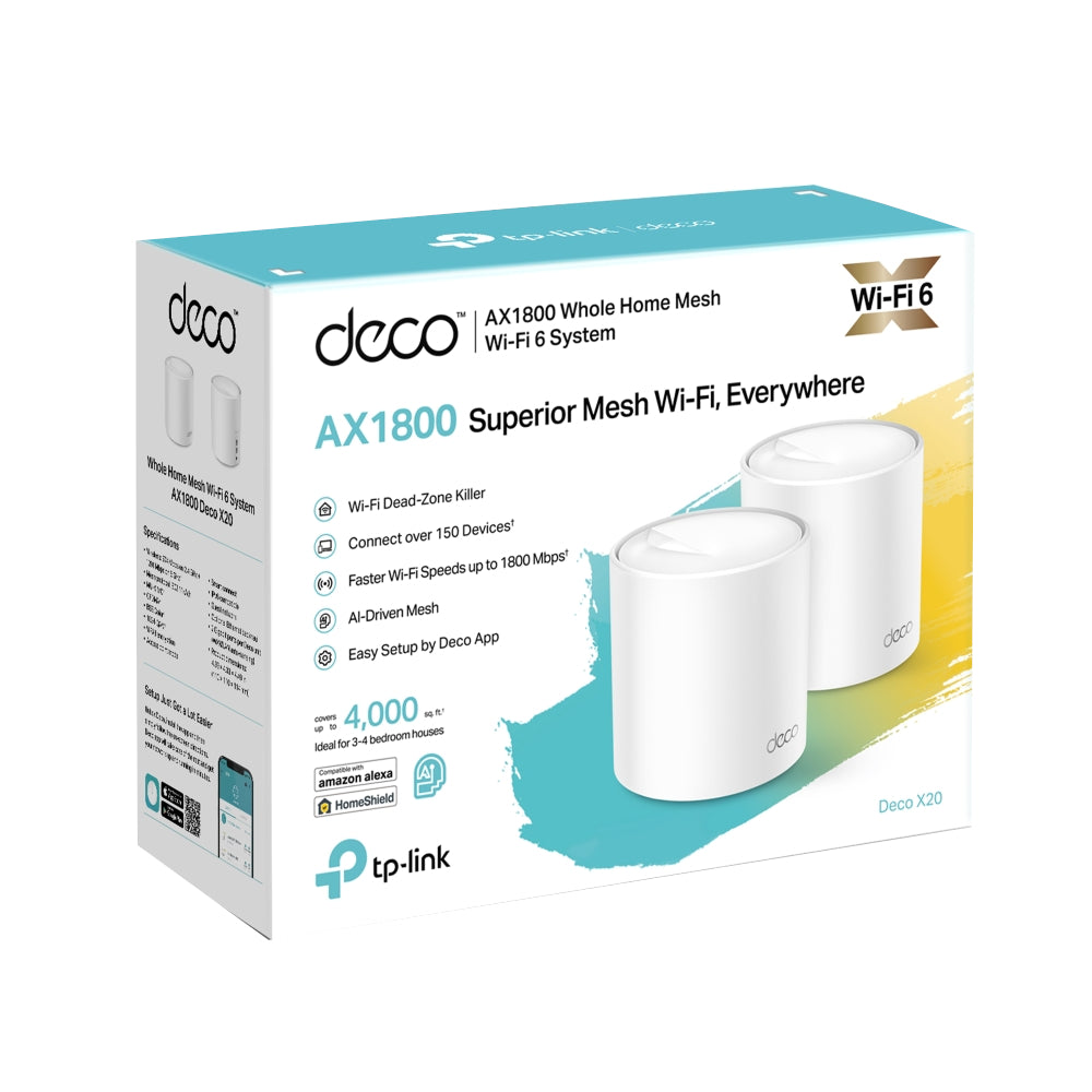 Router Mesh TP-Link Deco X20 (Paquete de 2) Wi-Fi 6 Ax1800 de Alta Velocidad