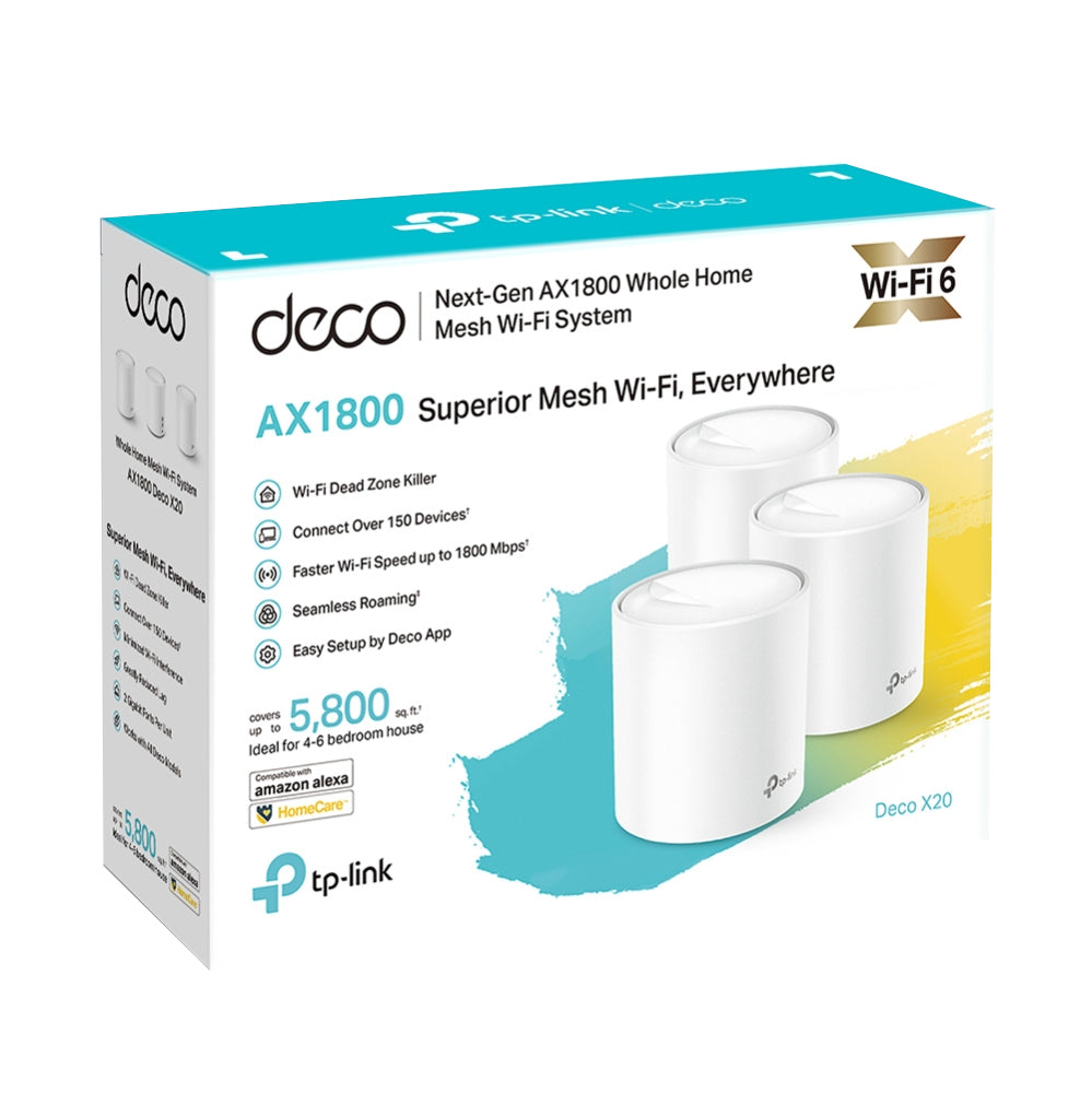 Router Mesh TP-Link Deco X20 (Paquete de 3) Wi-Fi 6 Ax1800 de Alta Velocidad