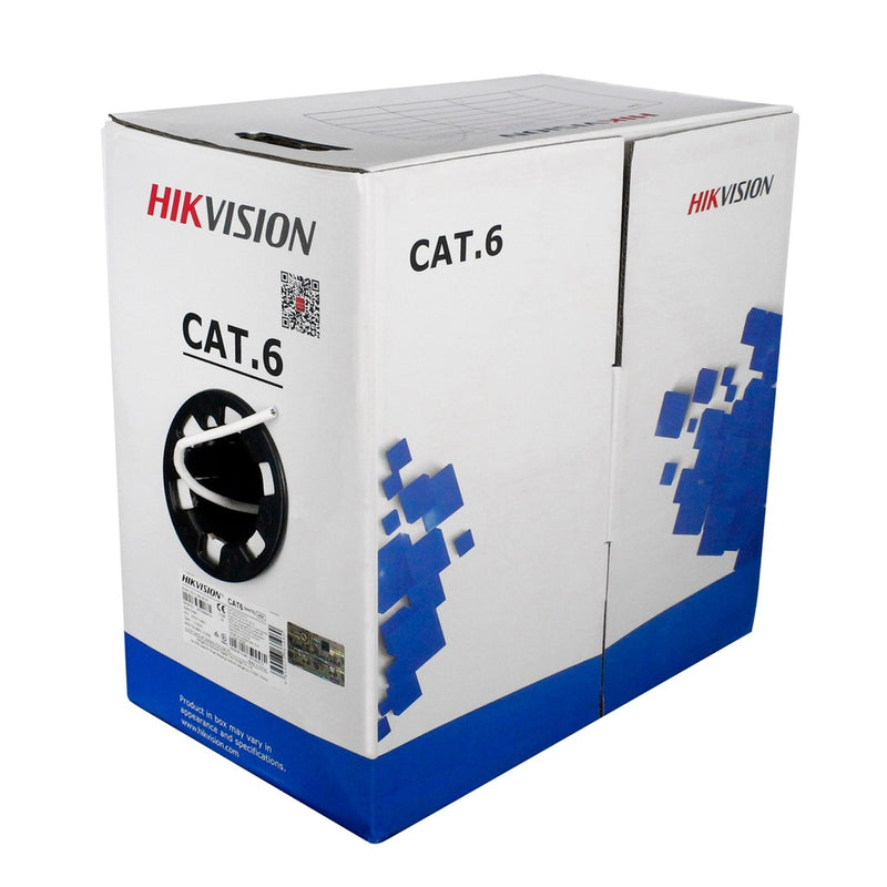 Bobina de Cable UTP Cat 6E Hikvision 305 m - 100% Cobre de Alta Calidad