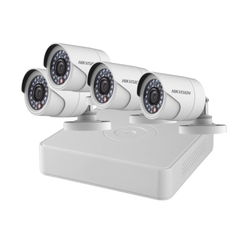 Kit de Videovigilancia IP Hikvision 8 Canales HD con DVR 4CH, 2 Cámaras Domos y 2 Cámaras Bullet