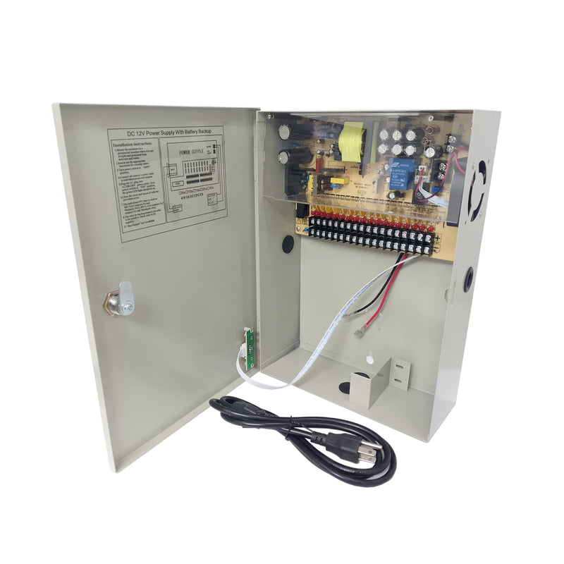 Fuente De Poder Centralizada 18 Canales 12V 20A Cctv Con Opcion A Bateria De Respaldo