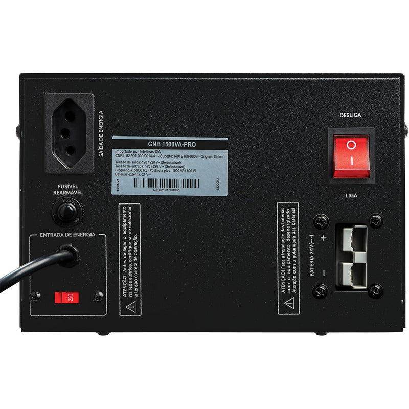 UPS Para Motor de Porton Intelbras 120/220VAC Hasta 3/4 HP de Potencia con Entrada de Batería Externa 24VDC Enchufe tipo N Onda Senoidal Pural