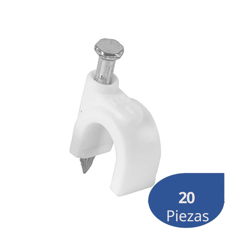 Grapa Curva AKSI Para Cable Coaxial 5MM Color Blanco 20 Piezas