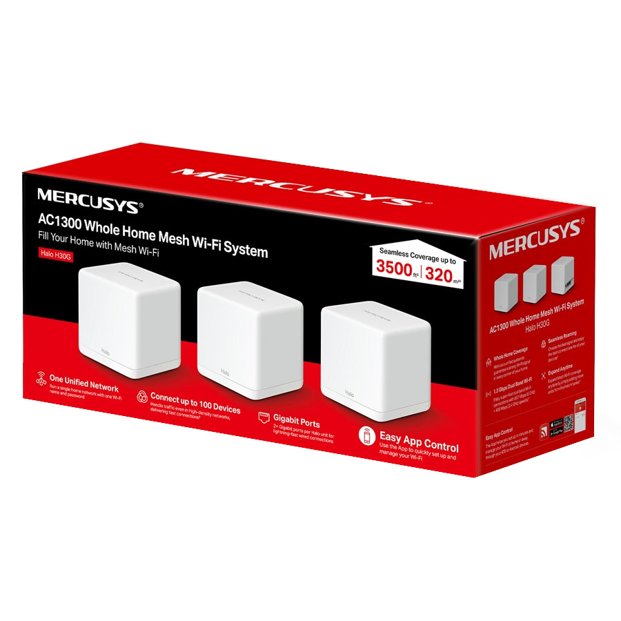 Router Mesh Mercusys Halo H30G Gigabit Doble Banda - Paquete de 3 Unidades