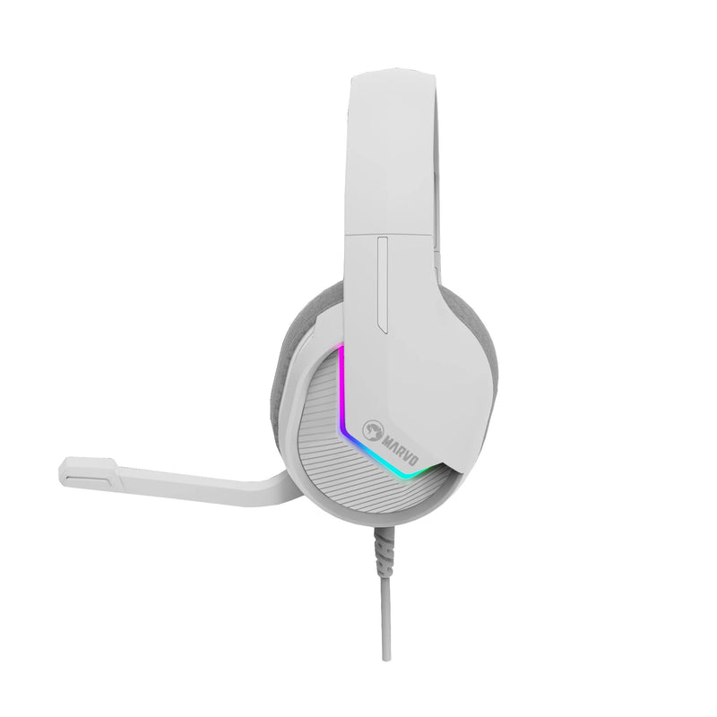 Audifono Marvo H8618 Wh Tactic 40 Blanco Rgb Estático