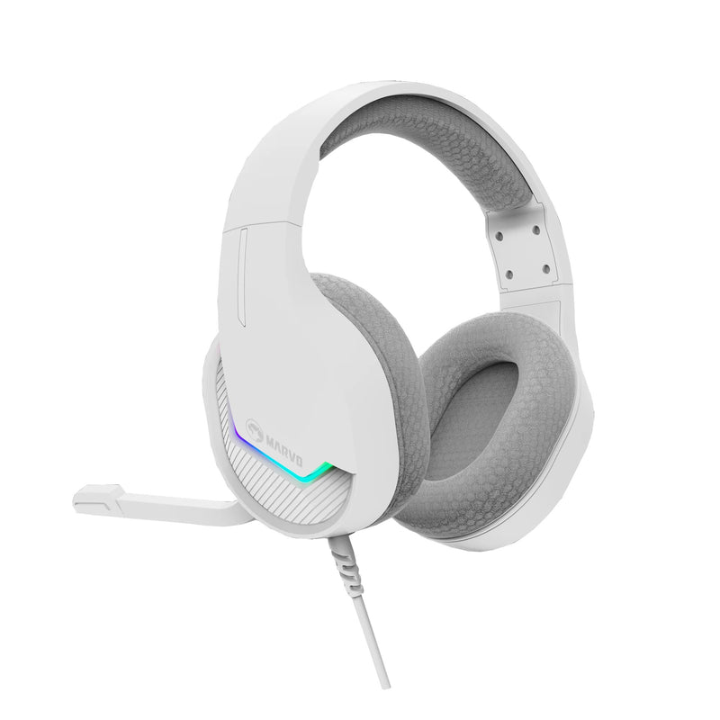 Audifono Marvo H8618 Wh Tactic 40 Blanco Rgb Estático