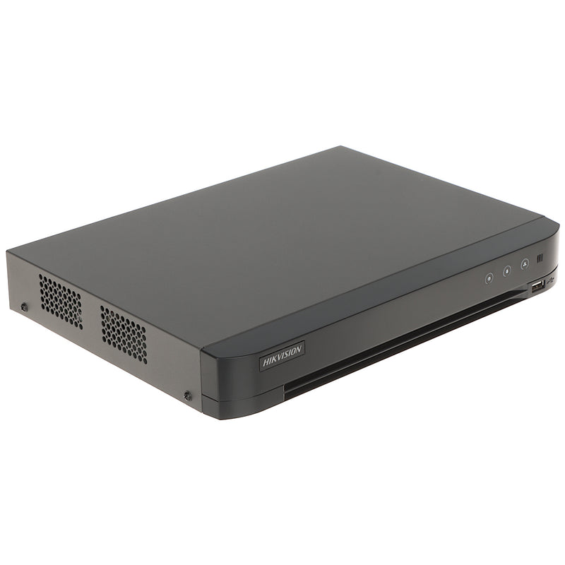 DVR HIKVISION 8 Canales 1080p / 5MP Lite+ 4 IP 6MP AcuSense Coaxitron Reconocimiento Facial / 1 RS-485 / 1 Sata 10TB / 1 Salida Video Auxiliar