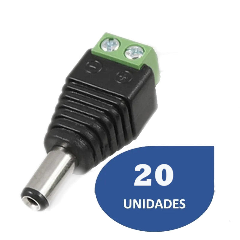 Paquete de 20 Conectores Macho Plug DC para Cámaras de Seguridad