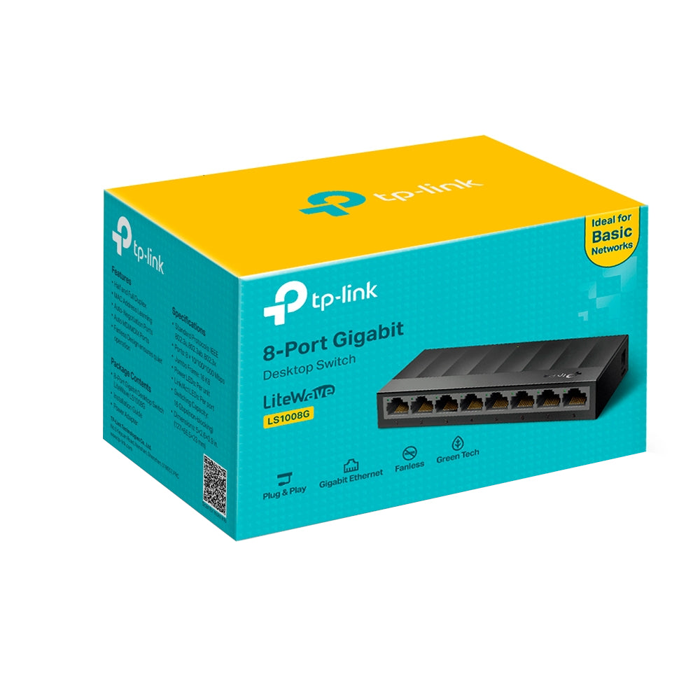 Switch de Red TP-LINK LS1008G con 8 Puertos Gigabit y Tecnología Green Ethernet