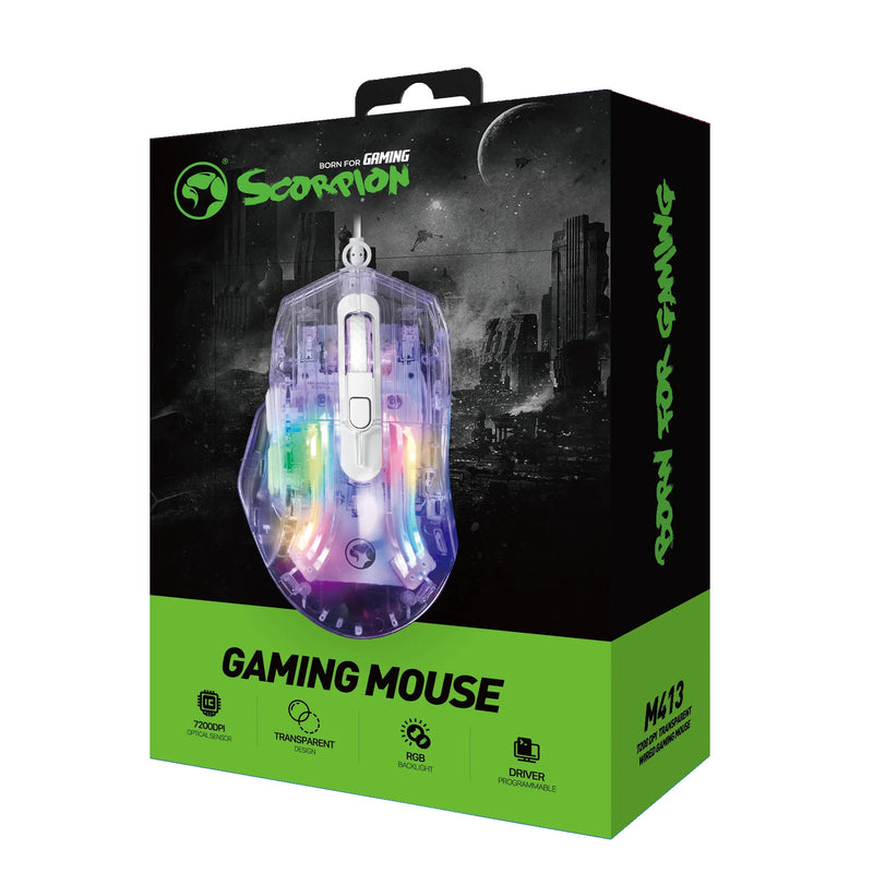 Mouse Marvo M413 MISTIC 40 Transparente Rgb 6 Botones