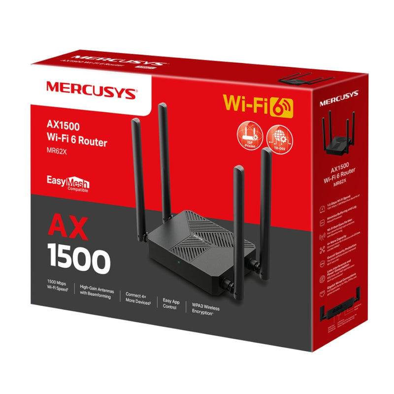 Router Mercusys AX1500 Gigabit Doble Banda WIFI 6 MU-MIMO 4 Antenas MR62X