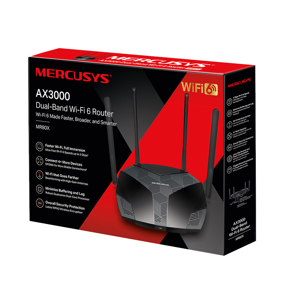 Router Mercusys MR80X AX3000 Wifi 6 Doble Banda Gigabit