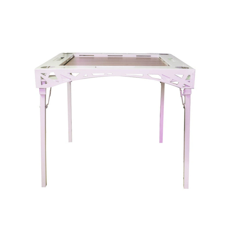 Mesa de Dominó Elegante Blanca con Superficie de Madera Metalnet