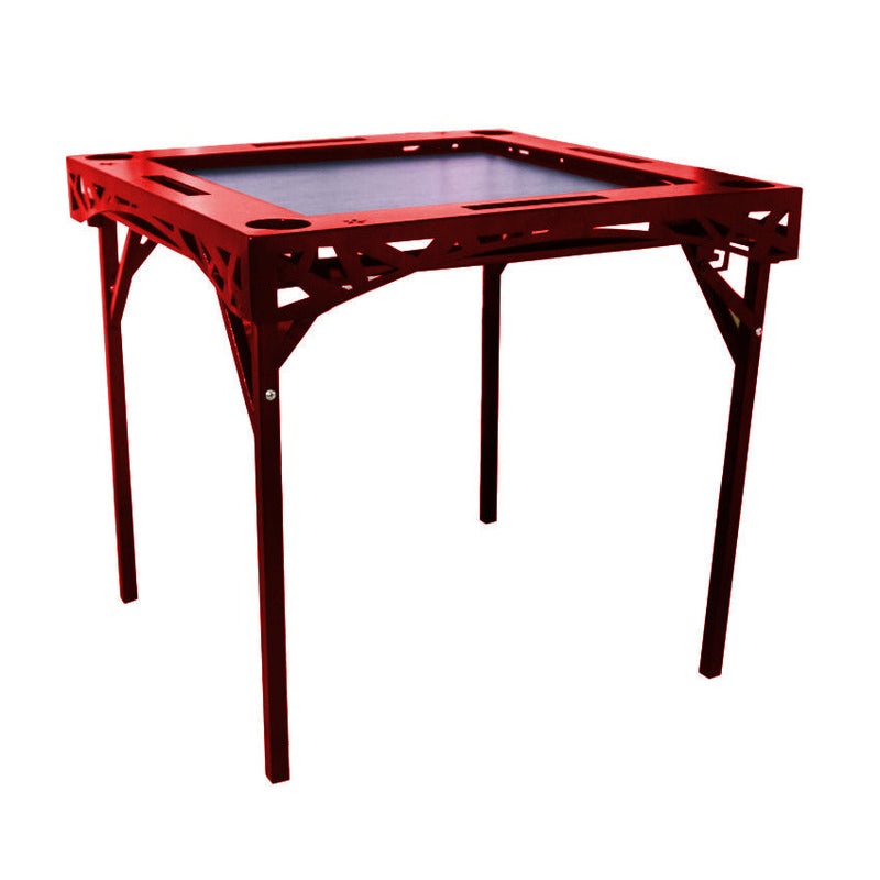 Mesa de Dominó Elegante en Rojo y Negro con Superficie de Metalet