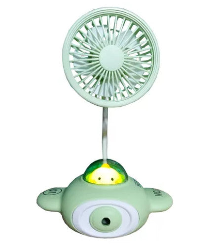 Mini Ventilador Nave Espacial Recargable Usb Luz