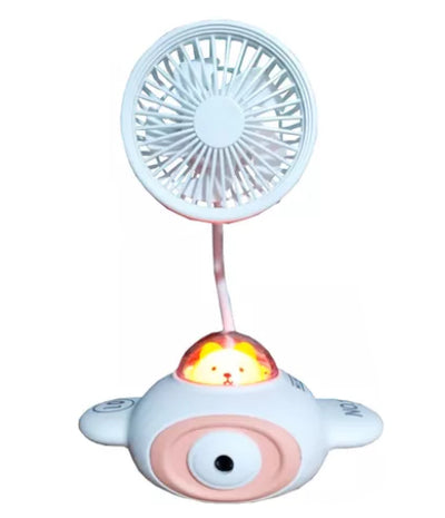 Mini Ventilador Nave Espacial Recargable Usb Luz