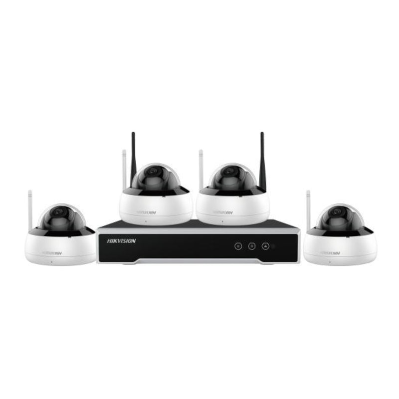 Kit de Videovigilancia Inalámbrico Hikvision 4 Canales con 4 Cámaras Domo 2MP IP