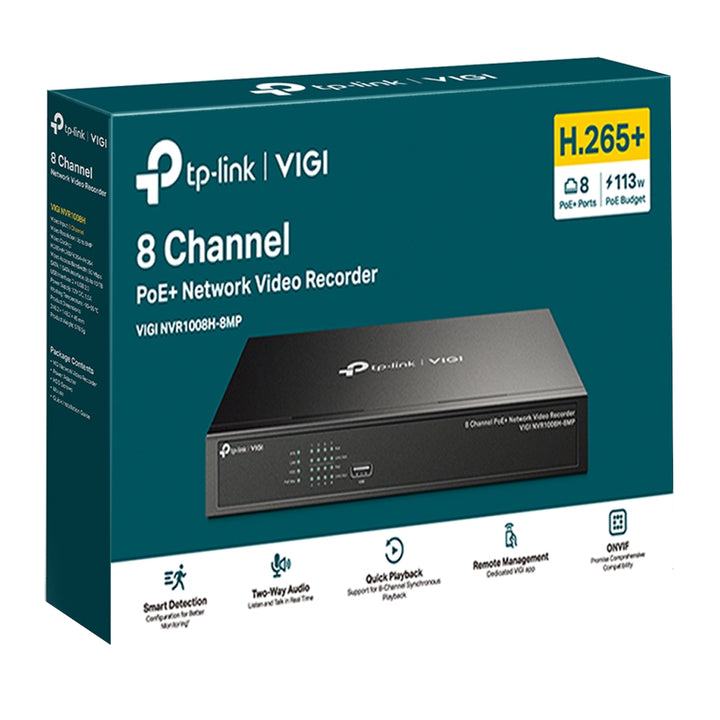 NVR TP-LINK VIGI 8 Canales PoE 8MP Onvif HD H.265 - Grabador de Video en Red