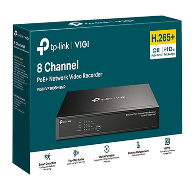 Nvr TP-LINK VIGI 8 Canales Network Poe 8MP Onvif HD H.265