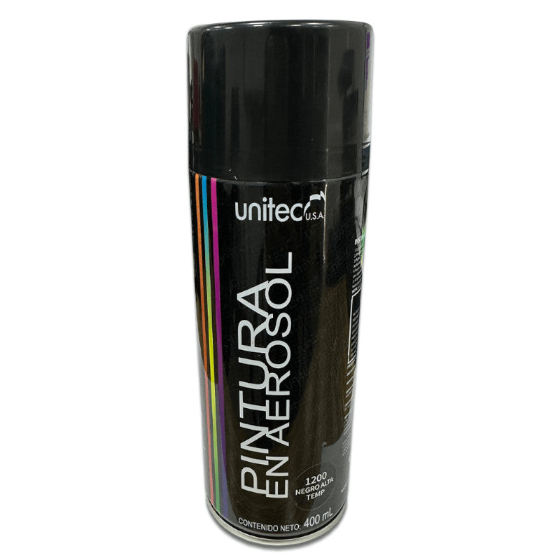 Pintura  En Spray - Aerosol UNITEC 400G Color Negro Brillante 