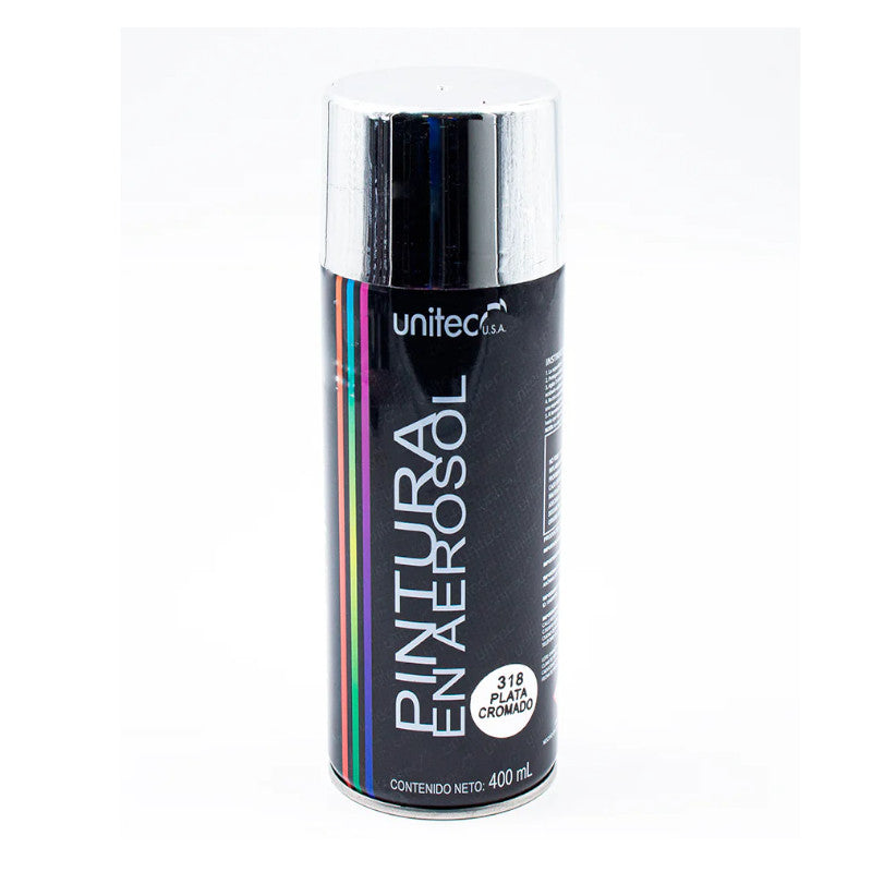 Pintura En Spray - Aerosol UNITEC 400G Color Plata Cromado 
