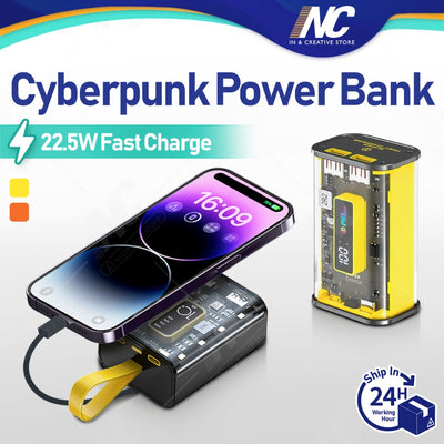 Power Bank Cyberpunk Style 20000 ma Con Cables Integrados