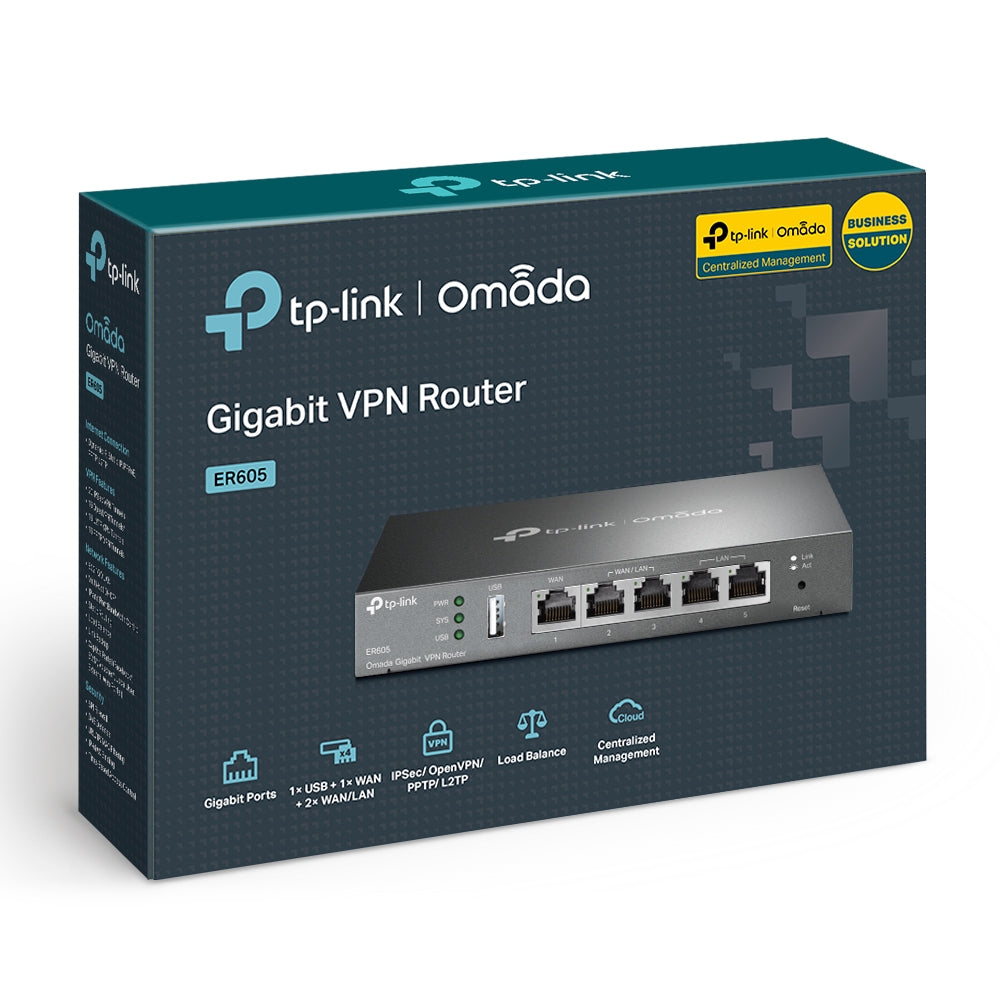 Router Tp-Link VPN Gigabit Omada TL-ER605 Pro con Gestión Centralizada en la Nube