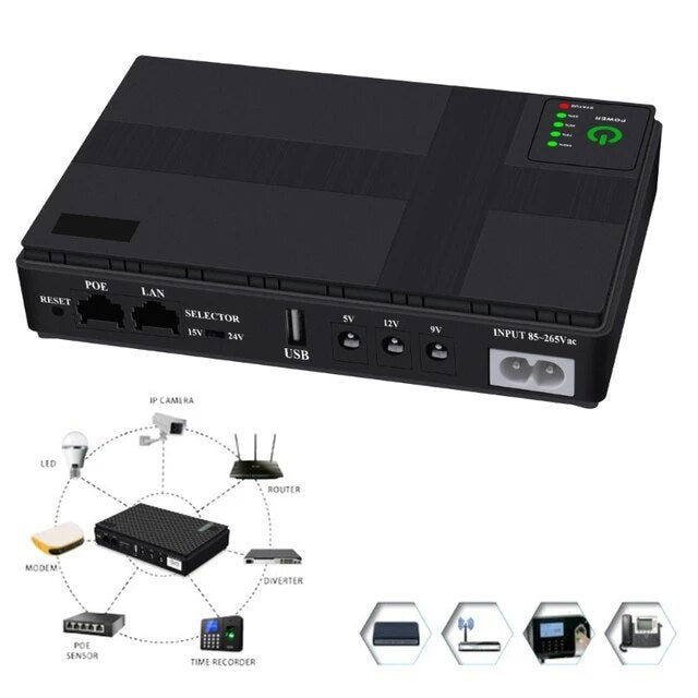 Mini UPS Respaldo Modem Router Antena POE Punto de Venta 18W